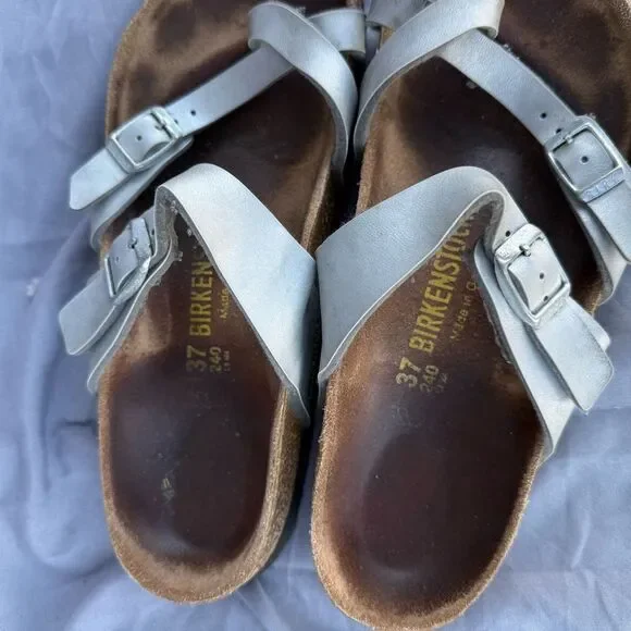 Women’s US 6-6.5 EU 37 Birkenstock Mayari Sandals Silver Brown - Picture 2 of 3